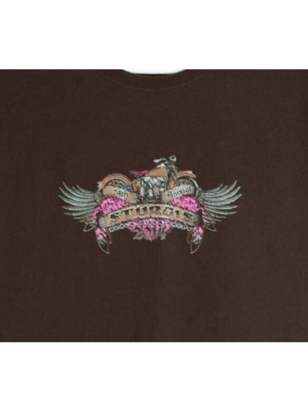 Gildan 2014 Sturgis Black Hills Rally Women's Brown T-Shirt Size Large - Picture 2 of 6